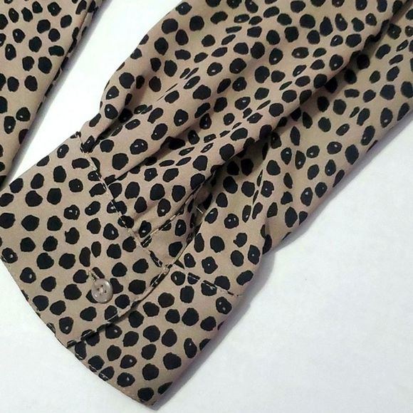 Apt. 9 Tan Spotted Button Down Long Sleeve Tunic Top - Picture 6 of 8